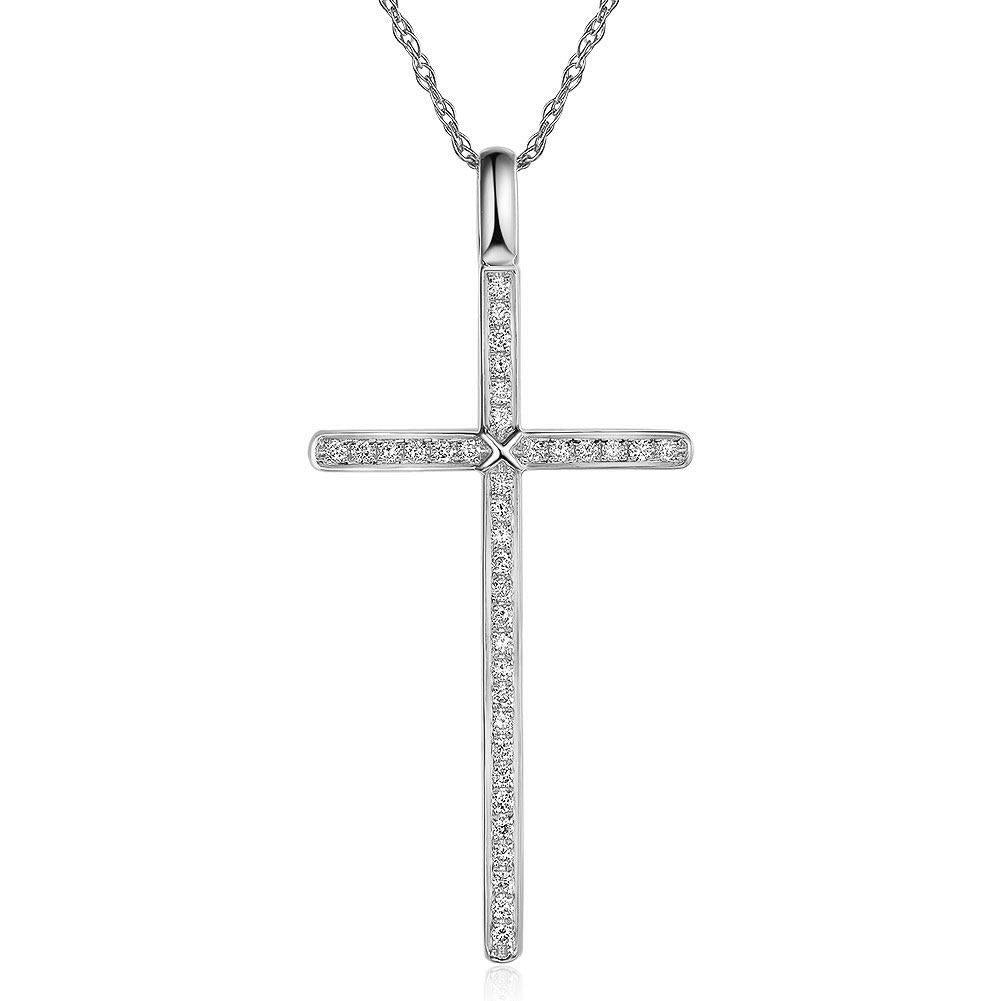 White Gold Cross Pendant Necklace 0.3 Ct Diamond – DBE Jewels, LLC ...