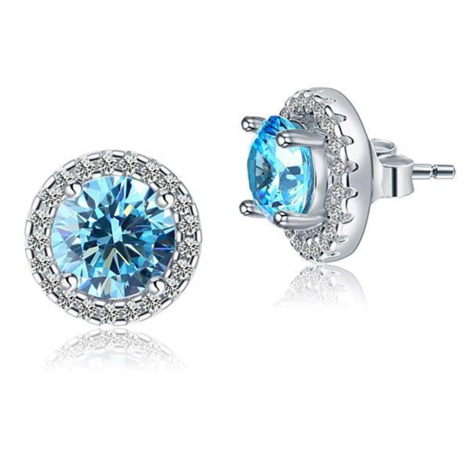 Ice Blue Halo 2.5 Carat (convertible) Stud Earrings – DBE Jewels, LLC ...